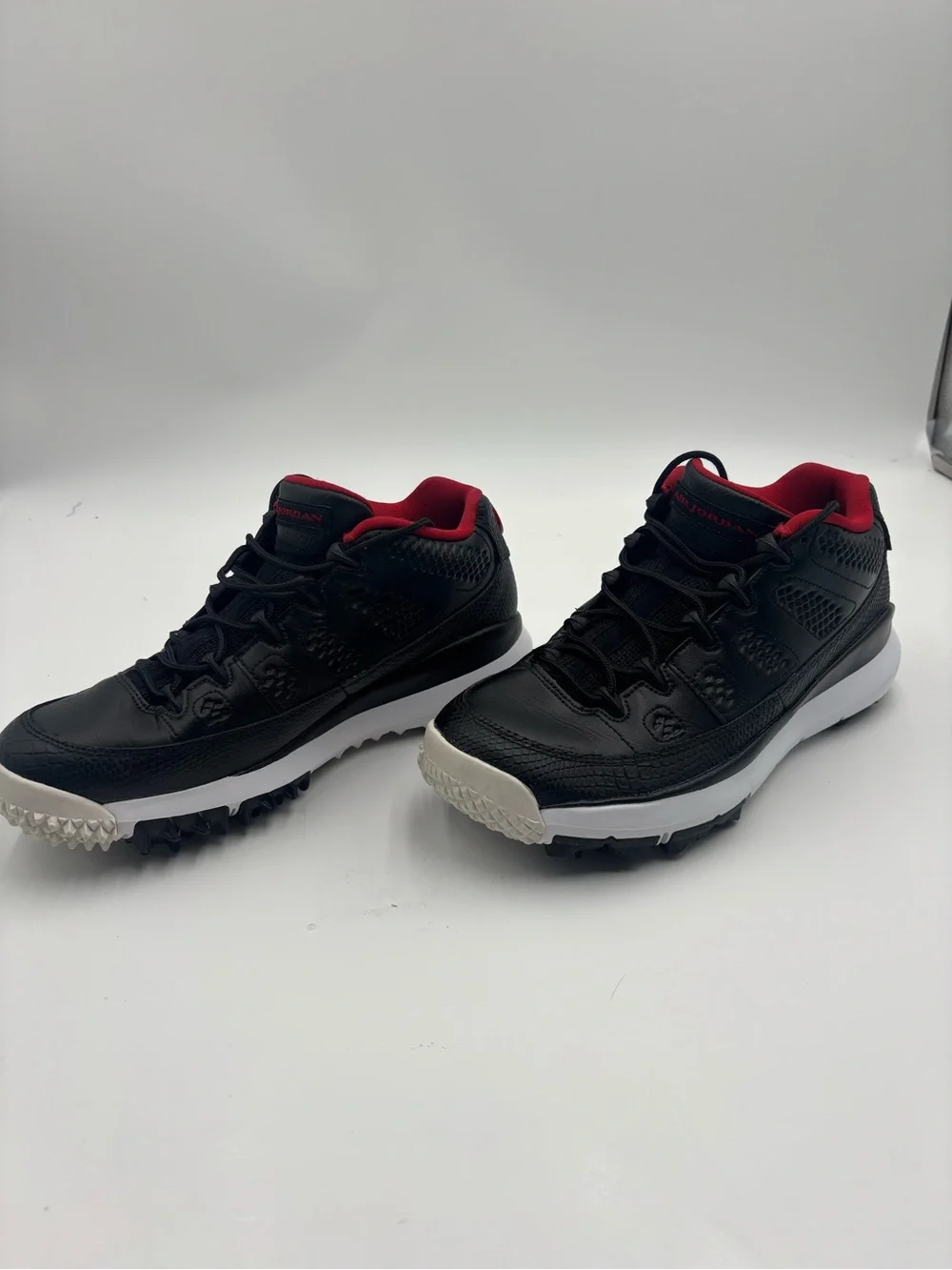 Size 8 - Air Jordan 9 - Retro Spiked Golf Bred Black Red White Mens!!